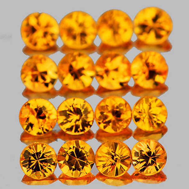 2.20 mm Round Machine cut 16 pcs AAA Fire Natural Orange Yellow Sapphire [Flawless-VVS]-AAA Grade