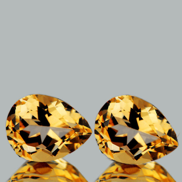 14x10 mm Pear 2 pieces AAA Fire Luster Natural Golden Yellow Citrine [Flawless-VVS]