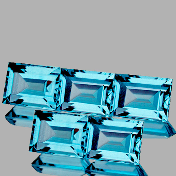 7x5 mm Baguette 5 pieces AAA Brilliant Luster Natural Intense Sky Blue Topaz [Flawless-VVS]