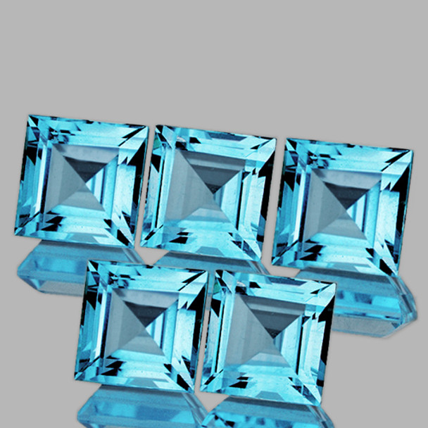 5.00 mm Square 5 pieces AAA Luster Natural Sky Blue Topaz [Flawless-VVS]