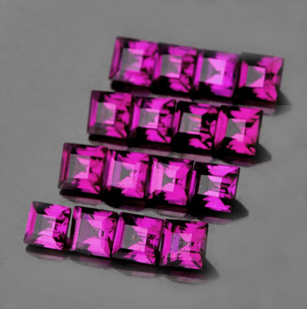 2.50 mm Square 20 pcs Brilliant Luster Natural Pinkish Purple Rhodolite Garnet [Flawless-VVS]