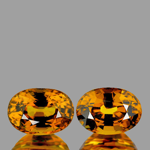 7x5 mm Oval 2pcs AAA Fire Luster Natural Imperial Champagne Zircon [Flawless-VVS]