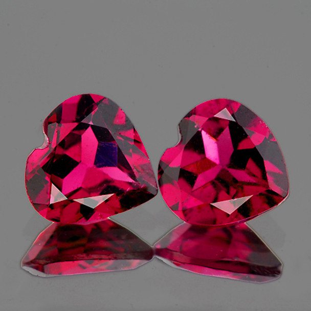 6.00 mm Heart 2pcs AAA Fire Natural Reddish Pink Rhodolite Garnet [Flawless-VVS]