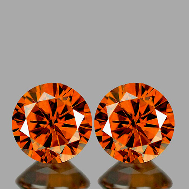 5.70 mm Round 2pcs AAA Fire Luster Natural AAA Vivid Orange Zircon [Flawless-VVS]-AAA Grade