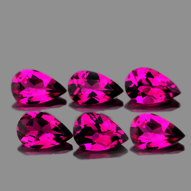 5x3 mm Pear 6 pieces AAA Luster Natural Rubellite Pink Tourmaline [Flawless-VVS]