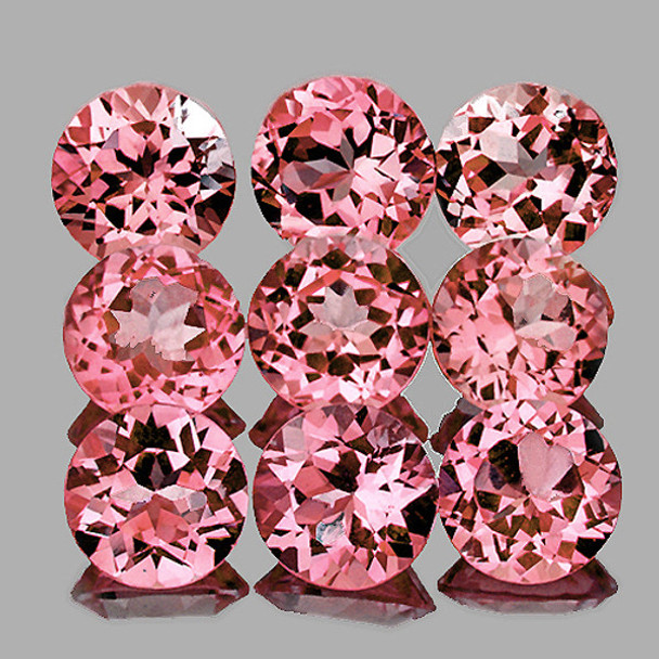 3.00 mm Round 9 pcs AAA Fire Luster Natural Padparadscha Pink Tourmaline [Flawless-VVS]--Top Grade