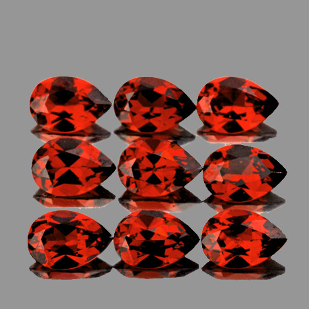 6x4 mm Pear 9 pcs AAA Sparkling Luster Natural Orange Red Mozambique Garnet [Flawless-VVS]