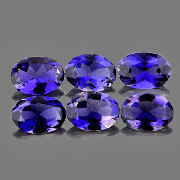 6x4 mm Oval 6 pcs AAA Fire Luster Natural Bluish Violet Iolite [Flawless-VVS]