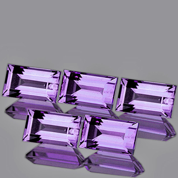 8x4 mm Baguette 5 Pieces AAA Luster Natural Pinkish Purple Amethyst [Flawless-VVS]