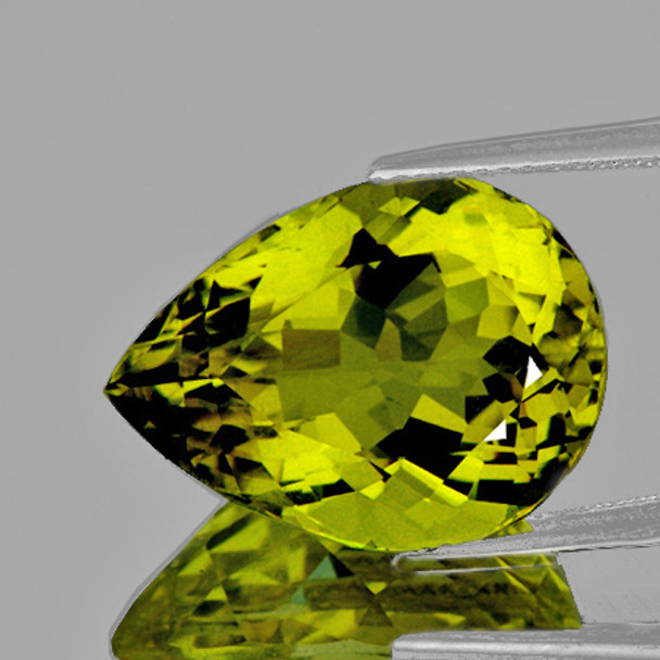 23x17.5 mm Pear 24.91cts AAA Luster Natural Green Gold Lemon Quartz [Flawless-VVS]