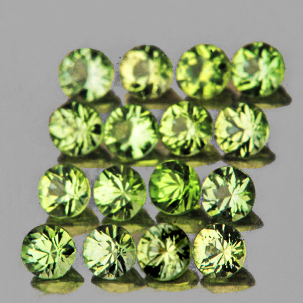 2.20 mm Round 16 pcs AAA Fire Luster Natural Golden Green Sapphire [Flawless-VVS]