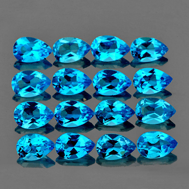 4x3 mm Pear 16pcs AAA Fire Luster Natural Swiss Blue Topaz [Flawless-VVS]