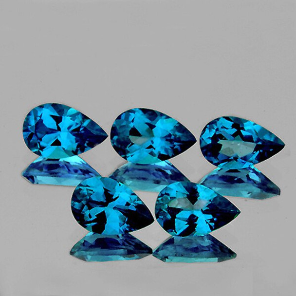 8x5 mm PEAR 5 PIECES TOP NATURAL LONDON BLUE TOPAZ [FLAWLESS-VVS]