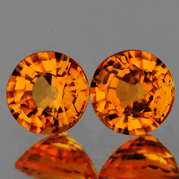 4.50 mm Round 2 pcs AAA Fire Sparkles Natural Sunset Orange Sapphire [Flawless-VVS]-AAA Grade