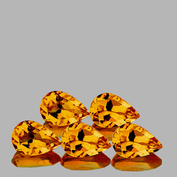 8x5 mm Pear 5 Pieces AAA Fire Luster Natural Golden Orange Citrine [Flawless-VVS]