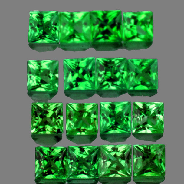 1.70 mm Square Machine Cut 30 pcs AAA Luster Natural Intense Chrome Green Tsavorite Garnet [IF-VVS]-AAA Grade