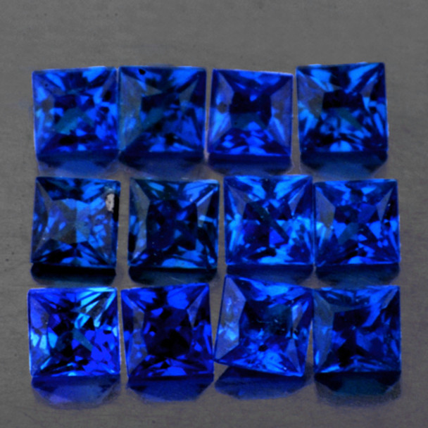 2.20 mm Square Princess 12 pieces AAA Luster Natural Royal Blue Sapphire [Flawless-VVS]
