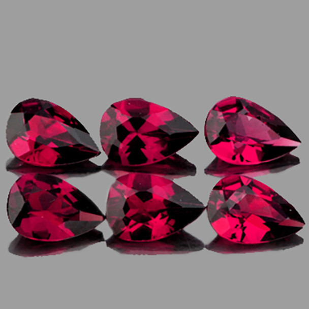 6x4 mm Pear 6 pcs Natural Raspberry Pink Rhodolite Garnet [Flawless-VVS]