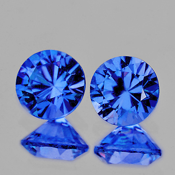 3.40 mm Round 2 pcs AAA Fire Natural Intense Ceylon Blue Sapphire [Flawless-VVS]-AAA Grade