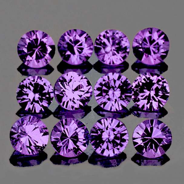 2.50 mm Round Machine Cut 12pcs Natural Purple Sapphire [Flawless-VVS]