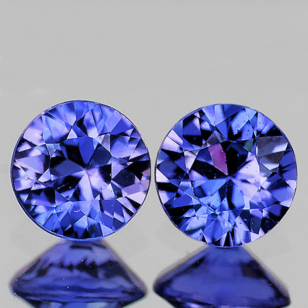 3.00 mm Round  2pcs AAA Fire Natural Intense Violet-Blue Sapphire [Flawless-VVS] {Unheated AAA Grade}