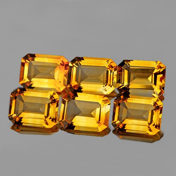 7x5 mm OCTAGON 6 PIECES NATURAL GOLDEN YELLOW CITRINE [FLAWLESS-VVS]