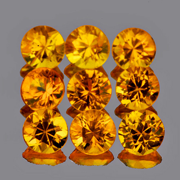 2.70 mm Round 9 pieces AAA Fire Natural Golden Yellow Sapphire [Flawless-VVS]