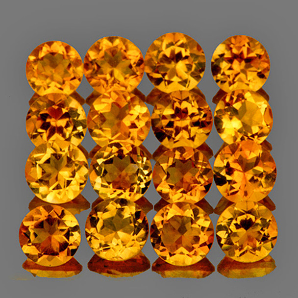 3.50 mm Round 16 pcs AAA Fire Luster Natural Golden Orange Citrine [Flawless-VVS]