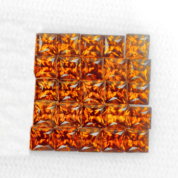 2.50 mm Square Princess 25 pieces Natural Intense Golden Orange Citrine [Flawless-VVS]