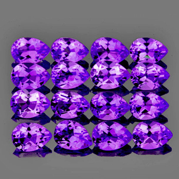 4x3 mm Pear 16 pcs AAA Fire Luster Natural Purple Amethyst [Flawless-VVS]