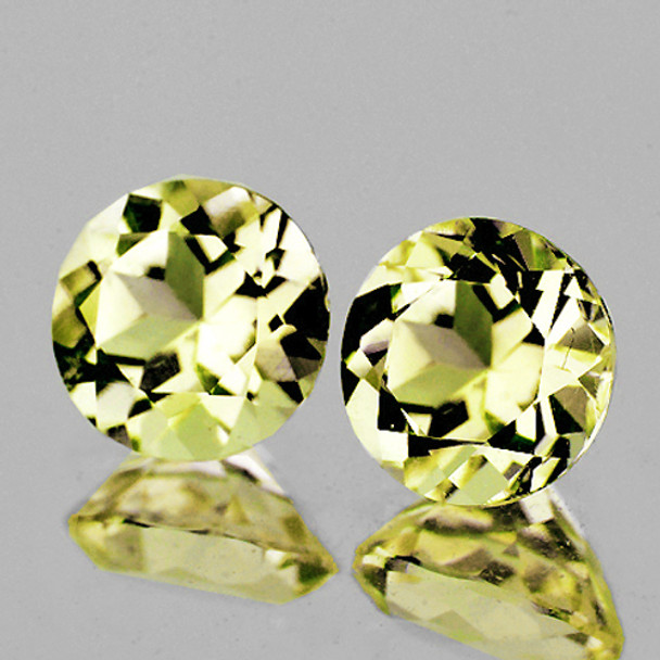 8.50 mm Round 2 pieces AAA Top Fire Luster Natural Green Gold Lemon Quartz [Flawless-VVS]