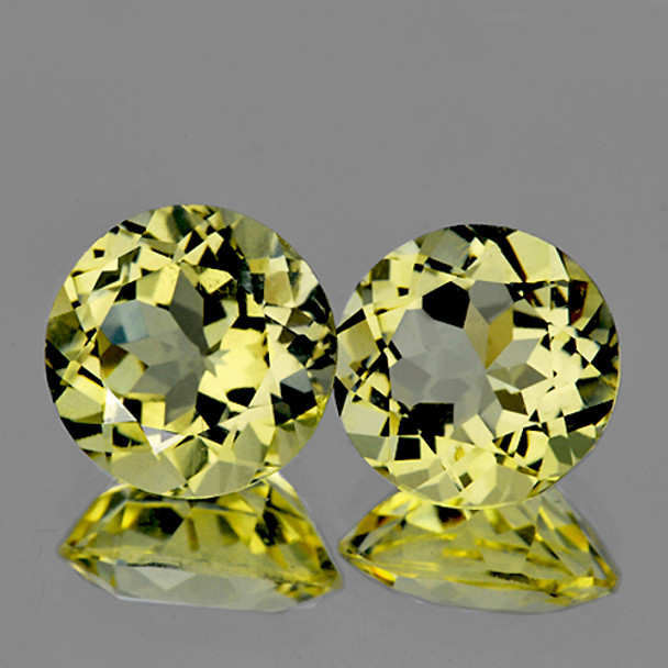 8.30 mm Round 2 pieces AAA Top Fire Luster Natural Green Gold Lemon Quartz [Flawless-VVS]