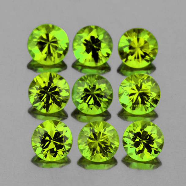 3.00 mm Round 9pcs AAA Fire Luster Rainbow Sparkles Natural Yellow Green Demantoid Garnet [VVS-VS]