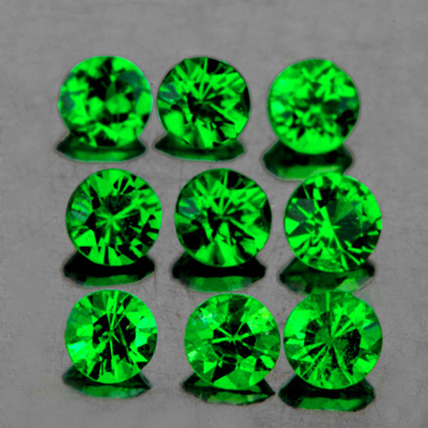 3.00 mm Round 9 Pieces AAA Luster Natural Intense Chrome Green Tsavorite Garnet [VVS]