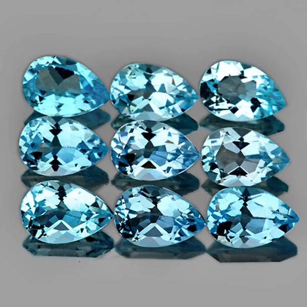 6x4 mm Pear 9 pieces AAA Fire Luster Natural Sky Blue Topaz [Flawless-VVS]