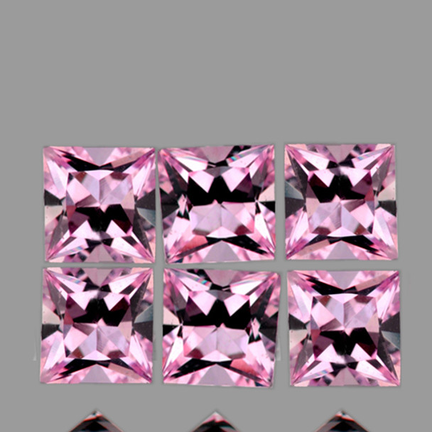 3.00 mm Square Princess 6 pcs AAA Luster Natural Unheated Pink Sapphire [Flawless-VVS]