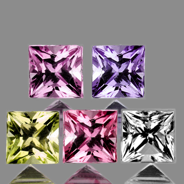 3.30 mm Square Cut 5 pcs AAA Fire Luster Natural Unheated Multi Color Sapphire [IF-VVS]