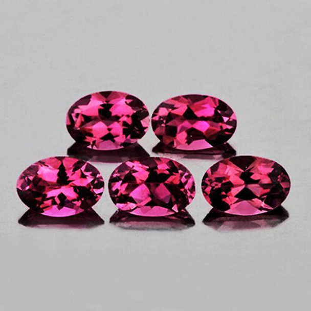 6x4 mm Oval 5 pcs Fire Luster Natural Raspberry Pink Rhodolite Garnet [Flawless-VVS]