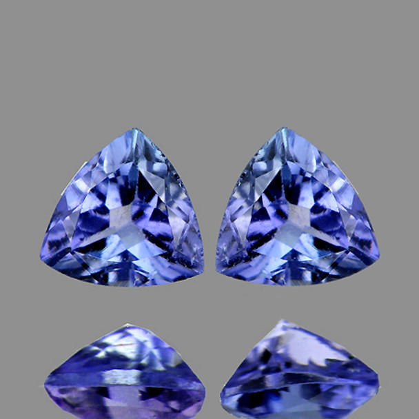 3.80 mm Trillion 2 pcs AAA Fire Luster Natural Purple Blue Tanzanite [Flawless-VVS]