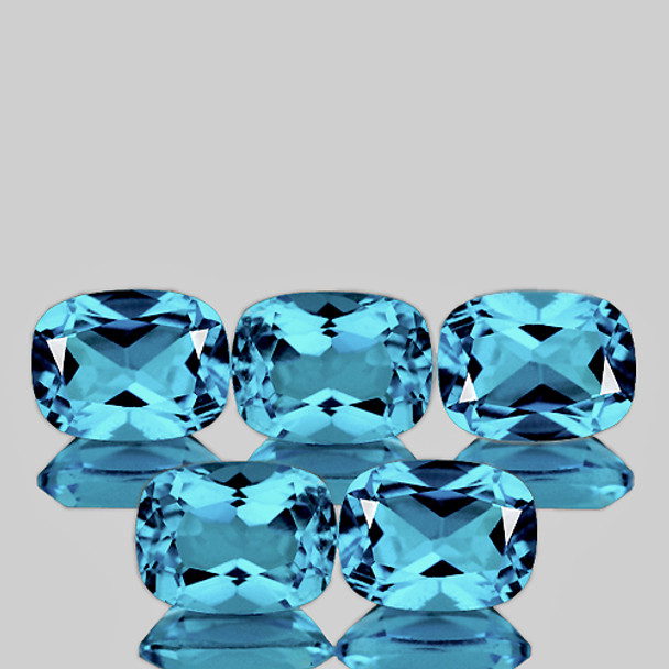 7x5 mm Cushion 5 pieces AAA Luster Natural Sparkling Sky Blue Topaz [Flawless-VVS]