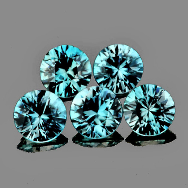 4.50 mm Round Diamond Cut 5 pcs Natural Seafoam Blue Zircon [Flawless-VVS]