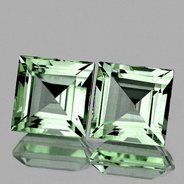 8.00 mm Square 2 pcs AAA Luster Natural Sparkling Green Amethyst [Flawless-VVS]