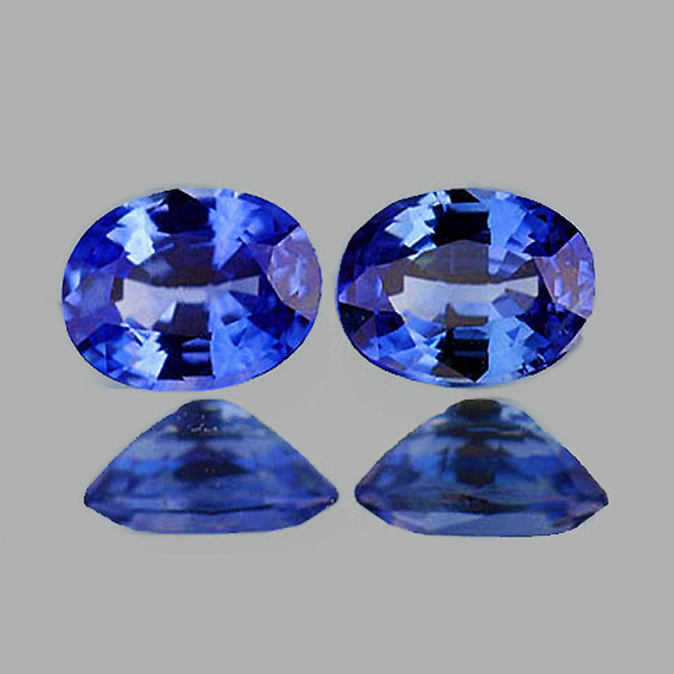 5x4 mm Oval 2 pcs Sparkling Natural Intense Blue Sapphire [Flawless-VVS]