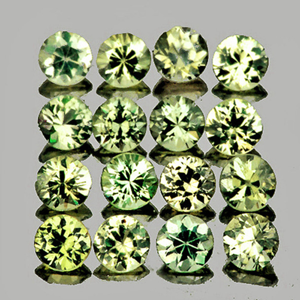1.50 mm Round 50 Pieces Extreme Brilliancy Natural Yellowish Green Sapphire [Flawless--VVS]