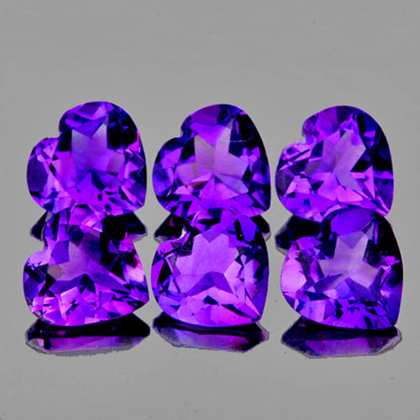 6.00 mm Heart 6 pcs Fire Luster Natural AAA Intense Purple Amethyst [Flawless-VVS]