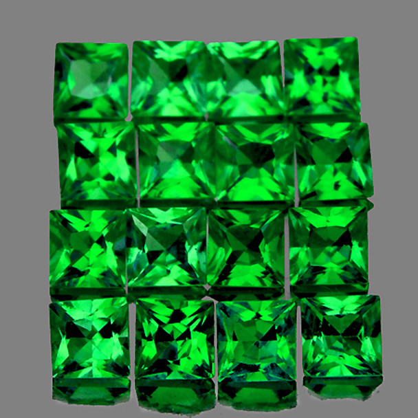 2.30 mm Square 16 pieces AAA Luster Natural Emerald Green Tsavorite Garnet [VVS]