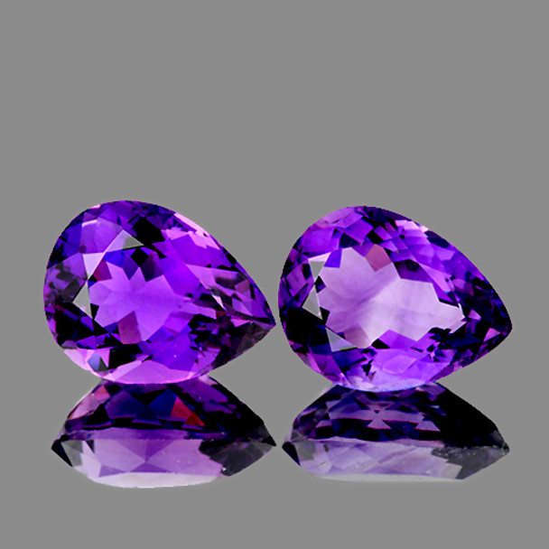11x8 mm Pear 2 pieces AAA Fire Luster Natural Intense Purple Amethyst [Flawless-VVS]