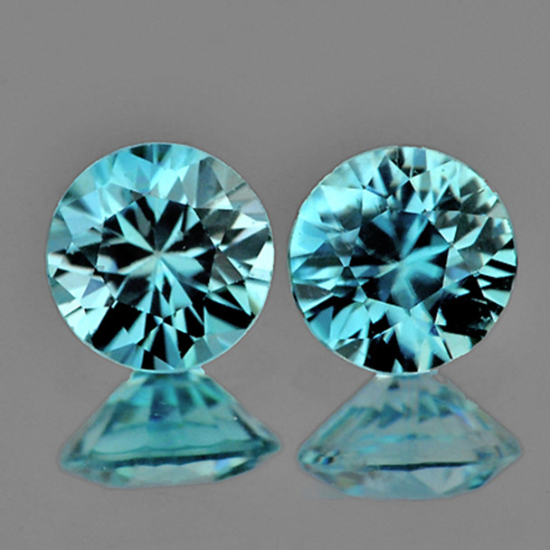 5.30 mm Round 2 pcs AAA Fire Luster Natural Brilliant Seafoam Blue Zircon [Flawless-VVS]