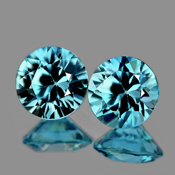 5.80 mm Round 2 pcs AAA Fire Luster Natural Brilliant Seafoam Blue Zircon [Flawless-VVS]