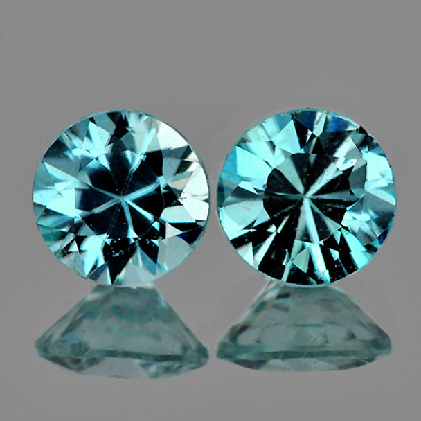 5.20 mm Round 2 pcs AAA Fire Luster Natural Brilliant Seafoam Blue Zircon [Flawless-VVS]